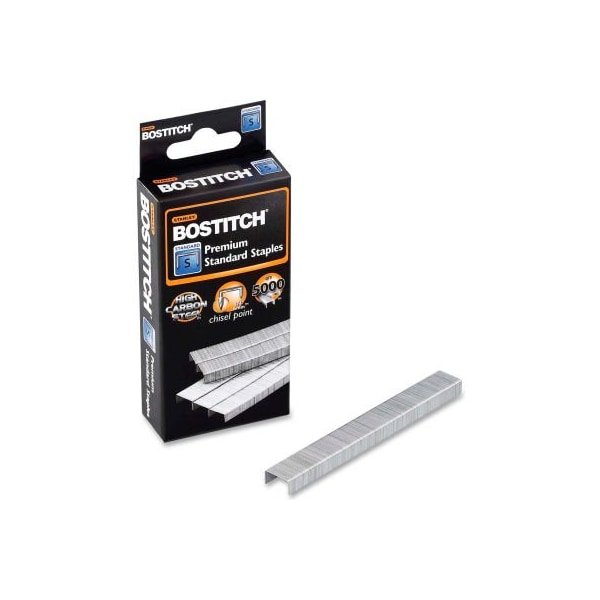 Bostitch Stanley Bostitch Standard Staples, 20 Sheet Capacity, 1/4" Leg Length, 210 Per Strip, 5000/Box SBS1914CP - main